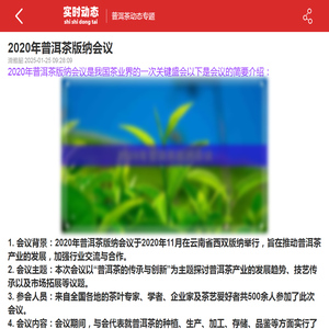 2020年普洱茶版纳会议-2024普洱茶动态专题